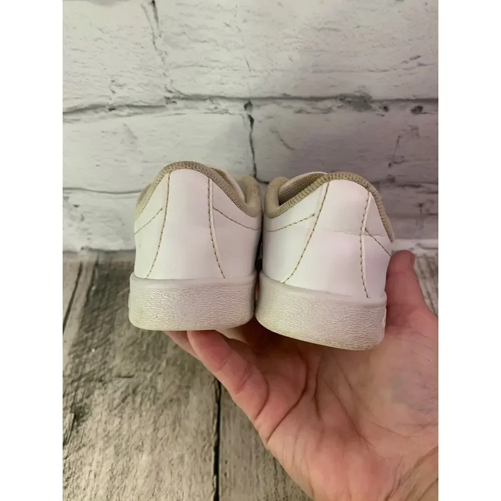 ADIDAS Girl's Court Shoes White with Black Stripes / Size: 10K